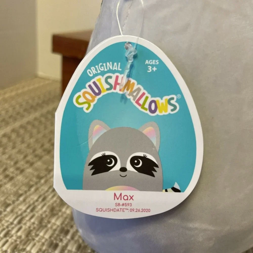 Squishmallow‎ 8 Inch Max the Raccoon, New, Non-Smoking Household, Tags Attached
